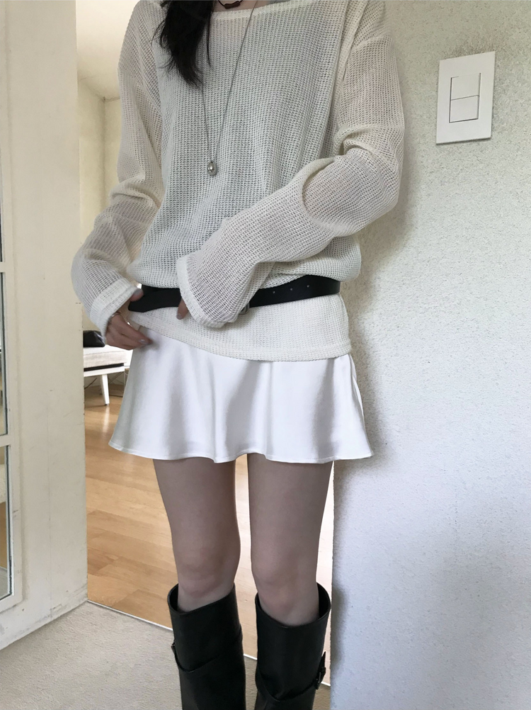 光澤感微傘短裙