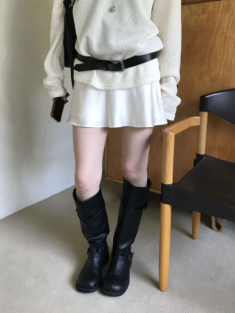 光澤感微傘短裙