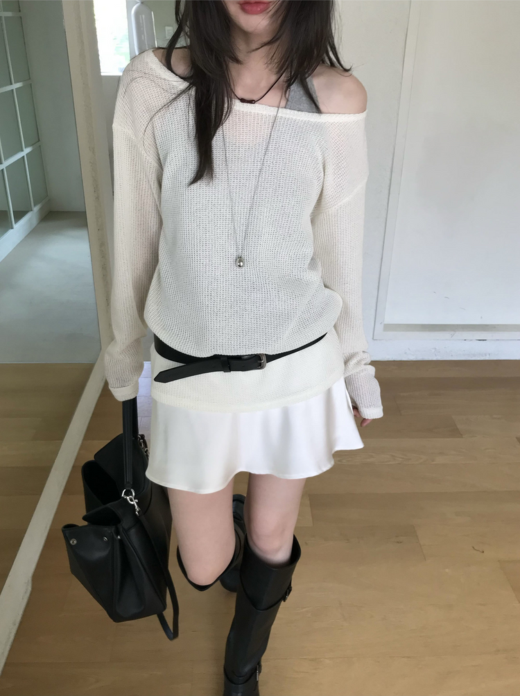 光澤感微傘短裙