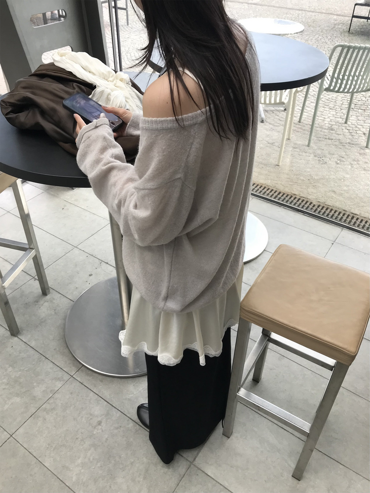 霧光澤蕾絲細節連身裙
