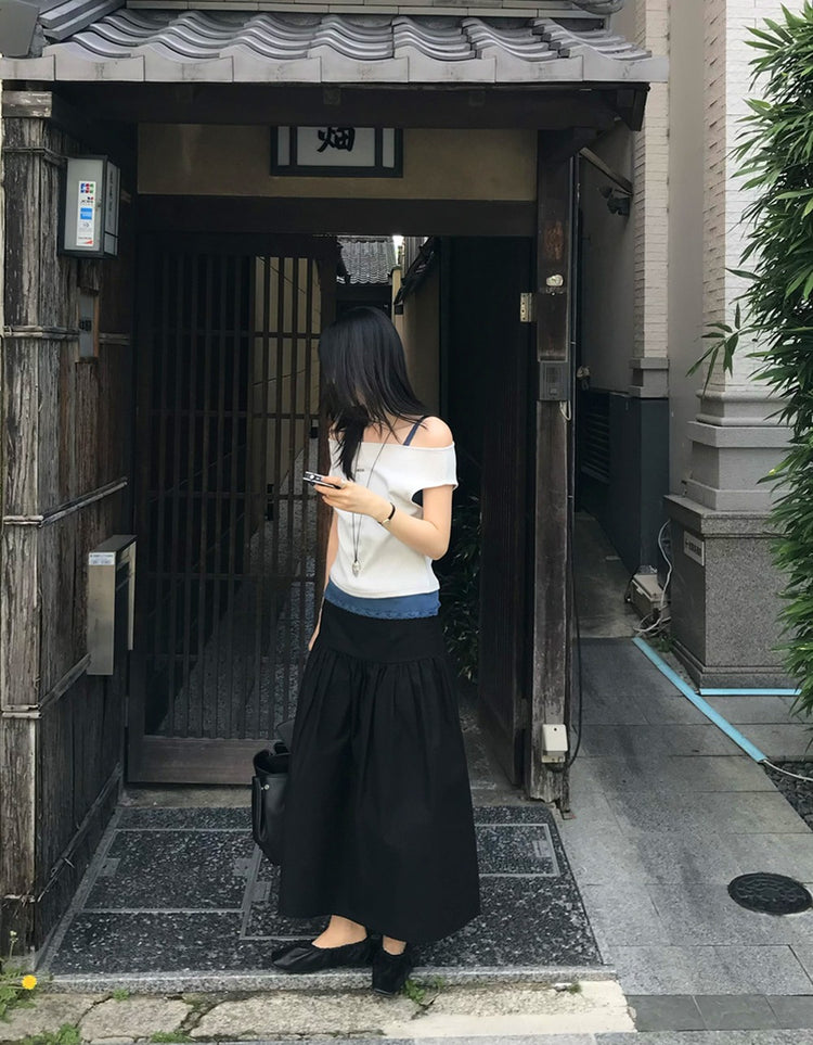 美肩鐵扣細節前後兩穿上衣