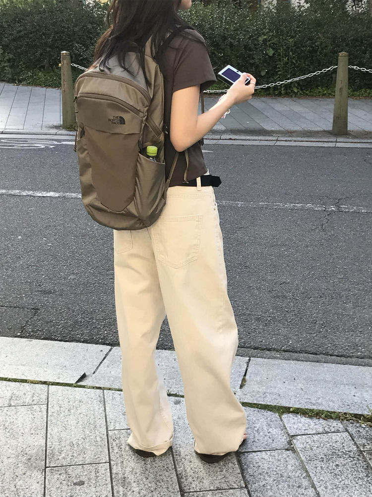 美色暗條紋細節直褲