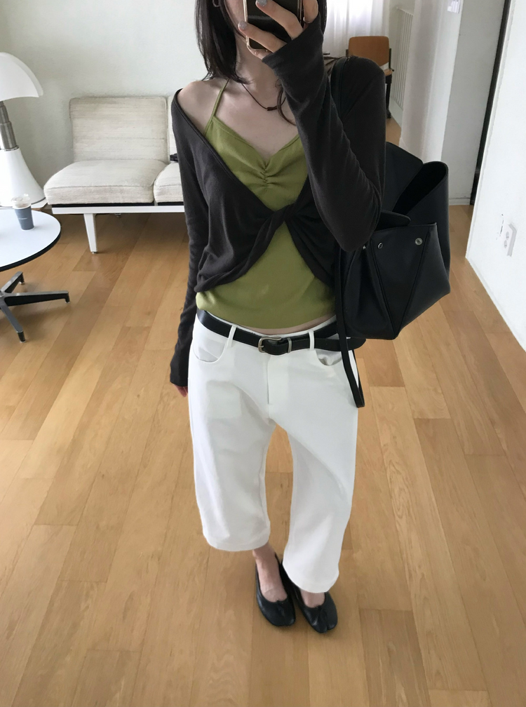 美色扭結細節上衣