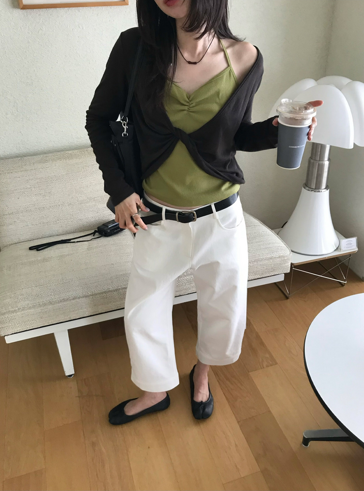 美色扭結細節上衣
