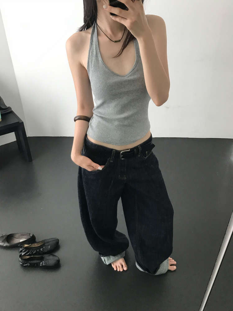 掛脖V領細節上衣