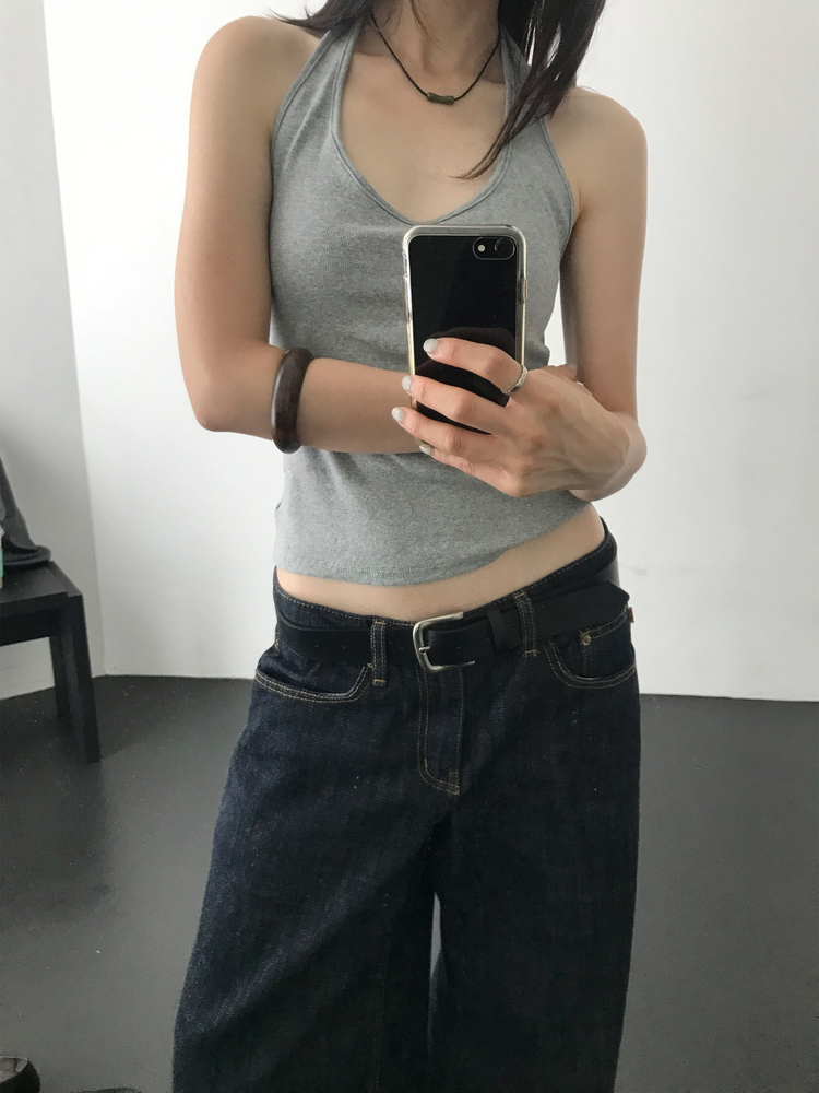 掛脖V領細節上衣