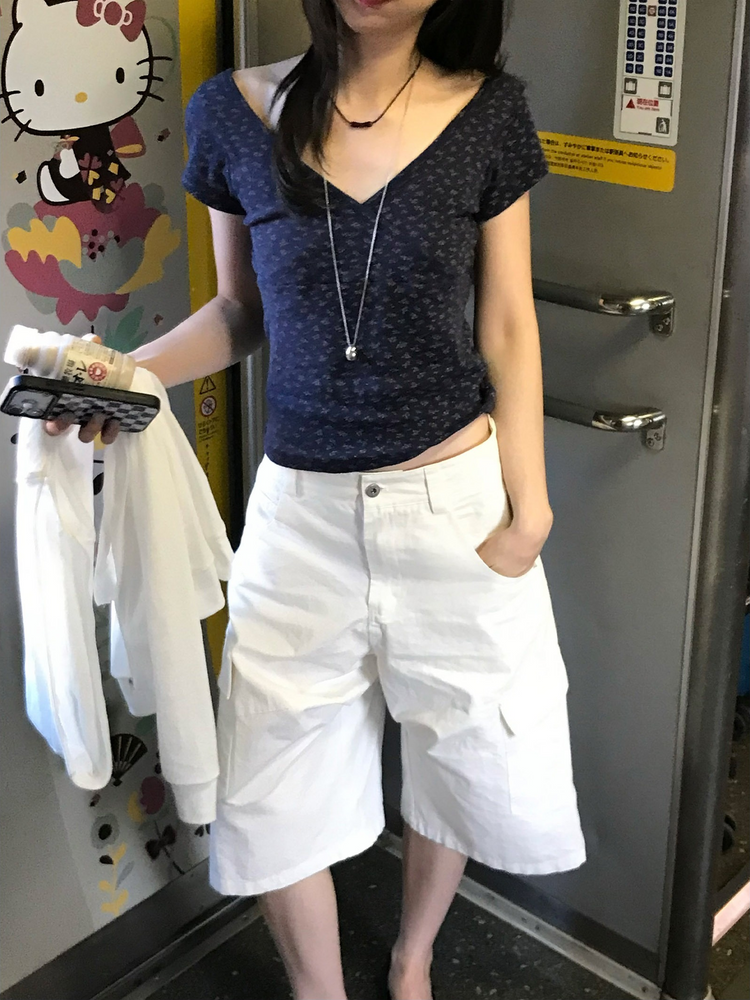 小碎花交疊細節上衣