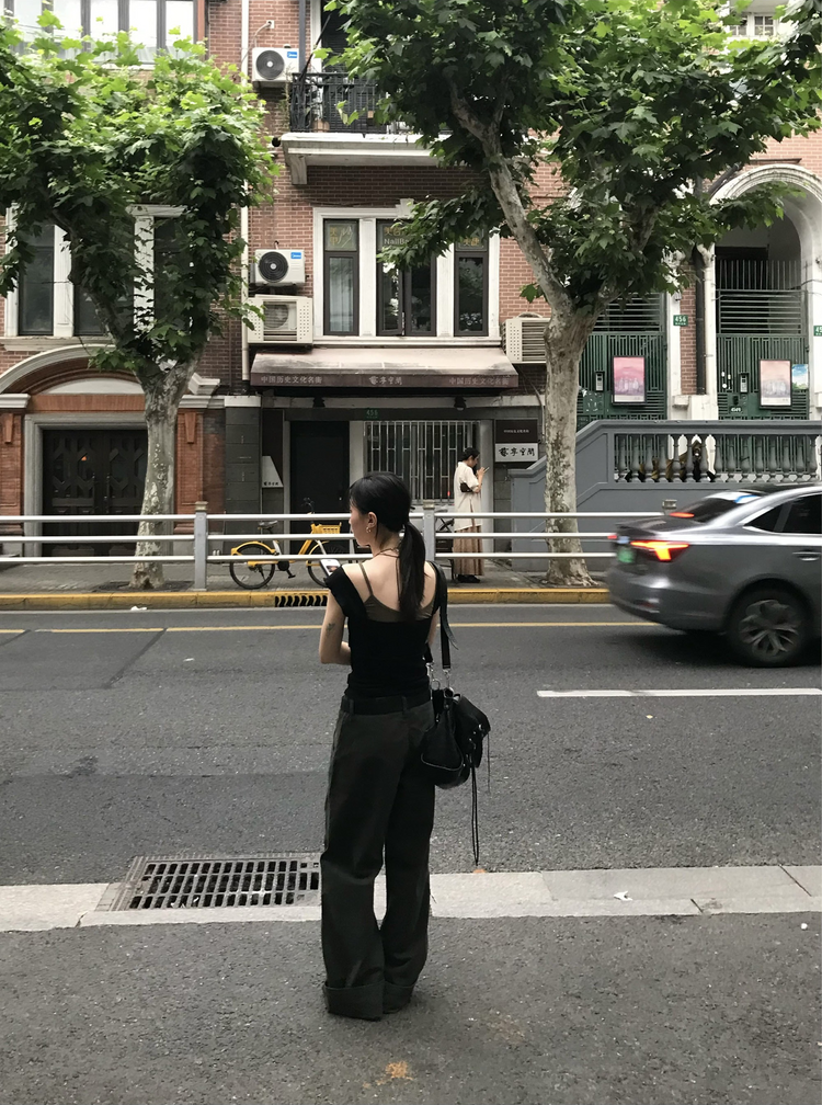 復古壓線細節工裝直褲