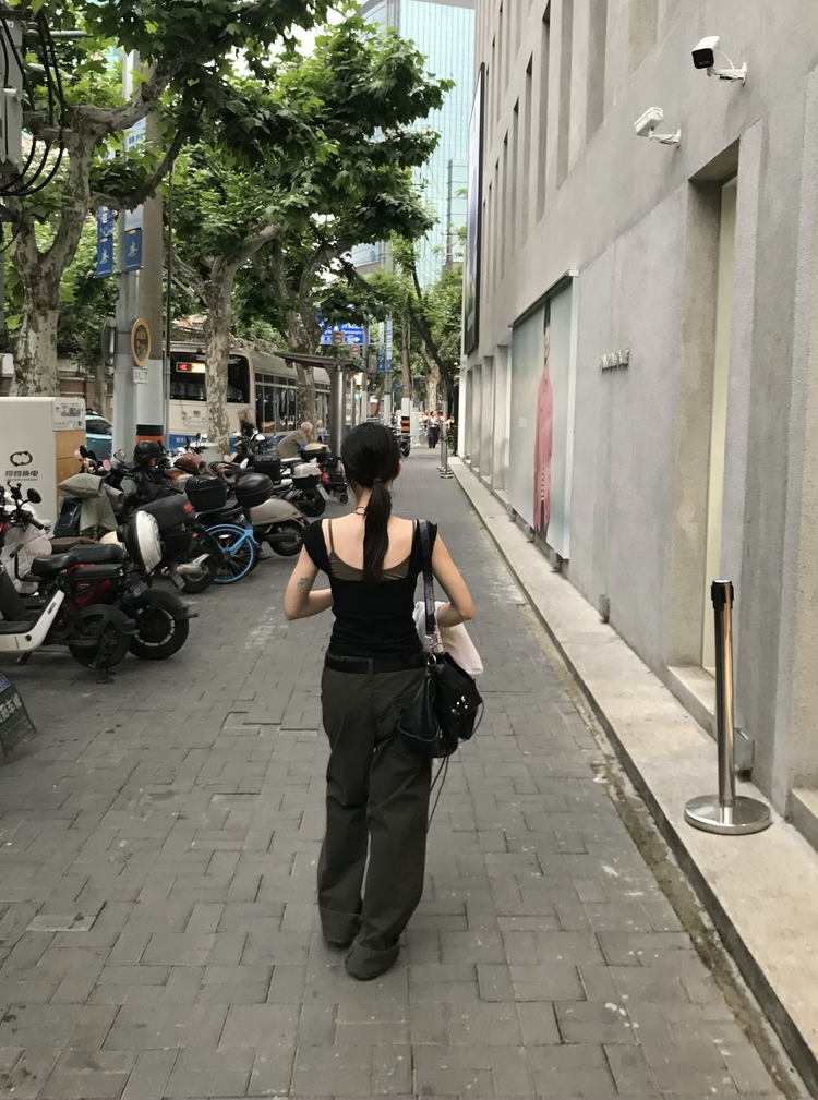 復古壓線細節工裝直褲