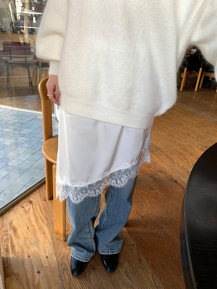 美色斜肩寬鬆束口毛衣