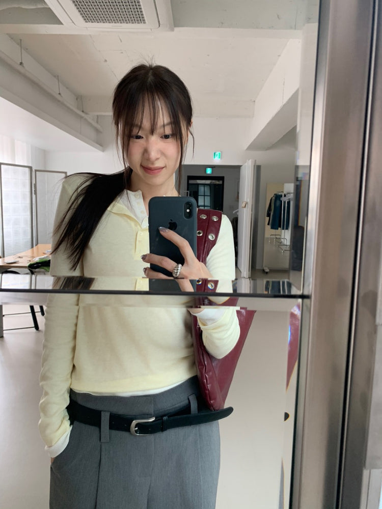 低腰視覺褲耳細節單褶直褲