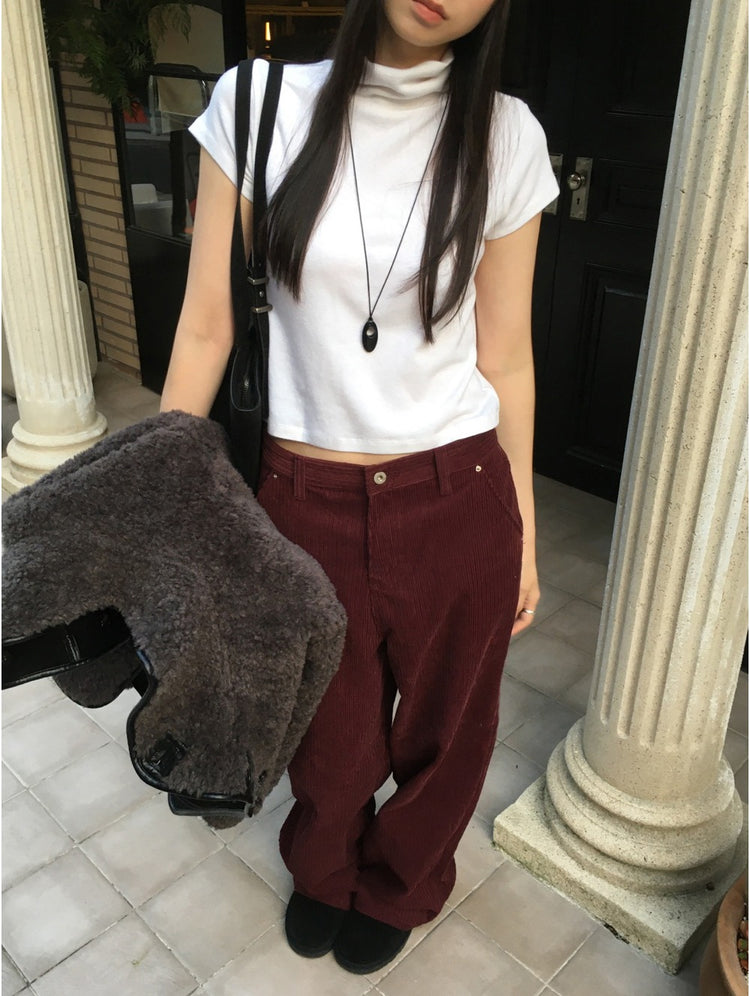 美色燈芯絨質感直褲