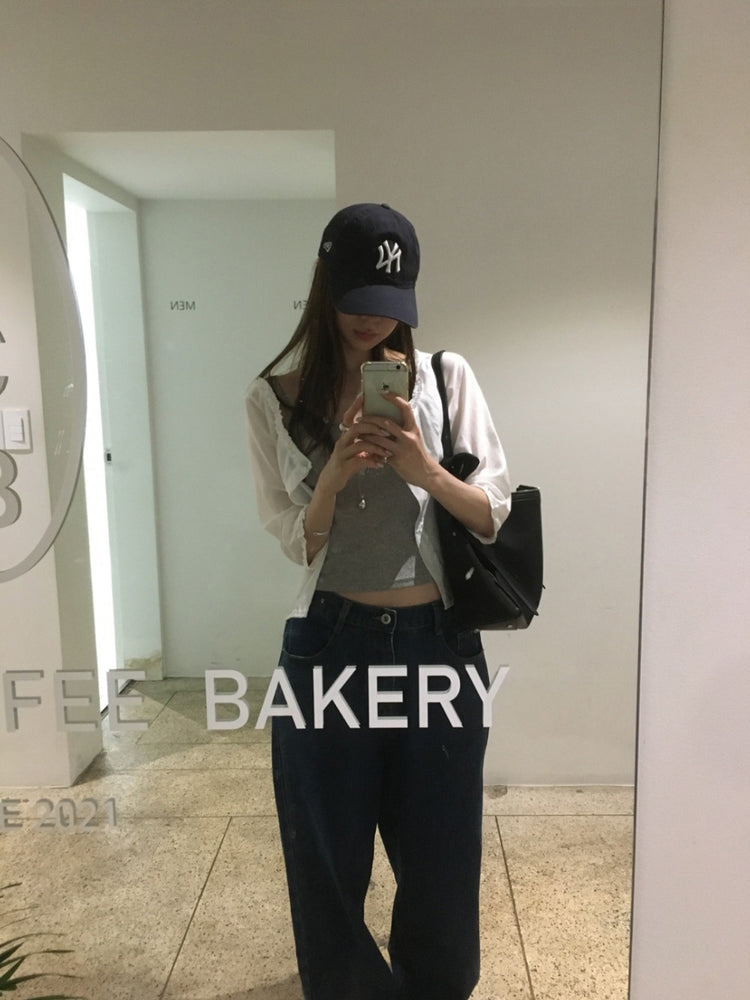 心形紋理抓皺細節背心