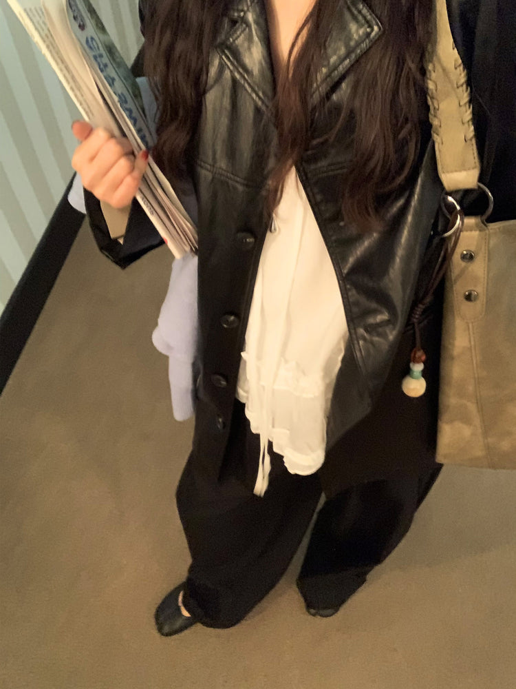 微透垂帶荷葉邊細節上衣