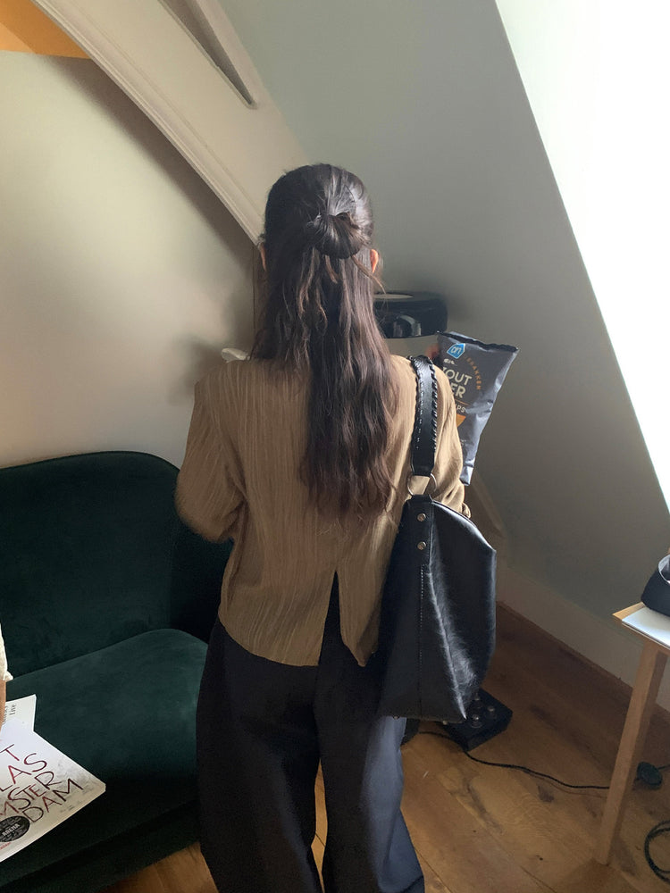 側壓線弧形細節廓形西褲