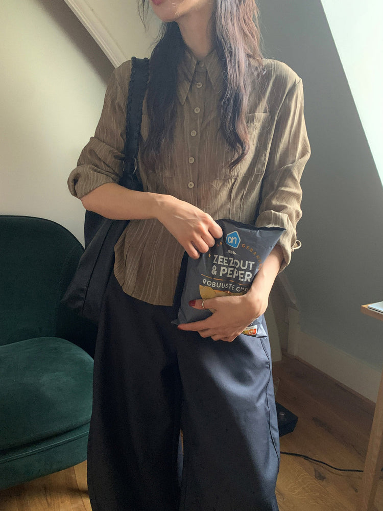 側壓線弧形細節廓形西褲