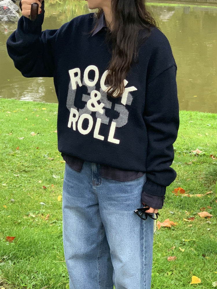 高質字母印花針織毛衣