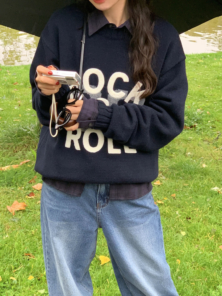 高質字母印花針織毛衣