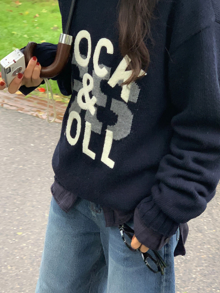 高質字母印花針織毛衣