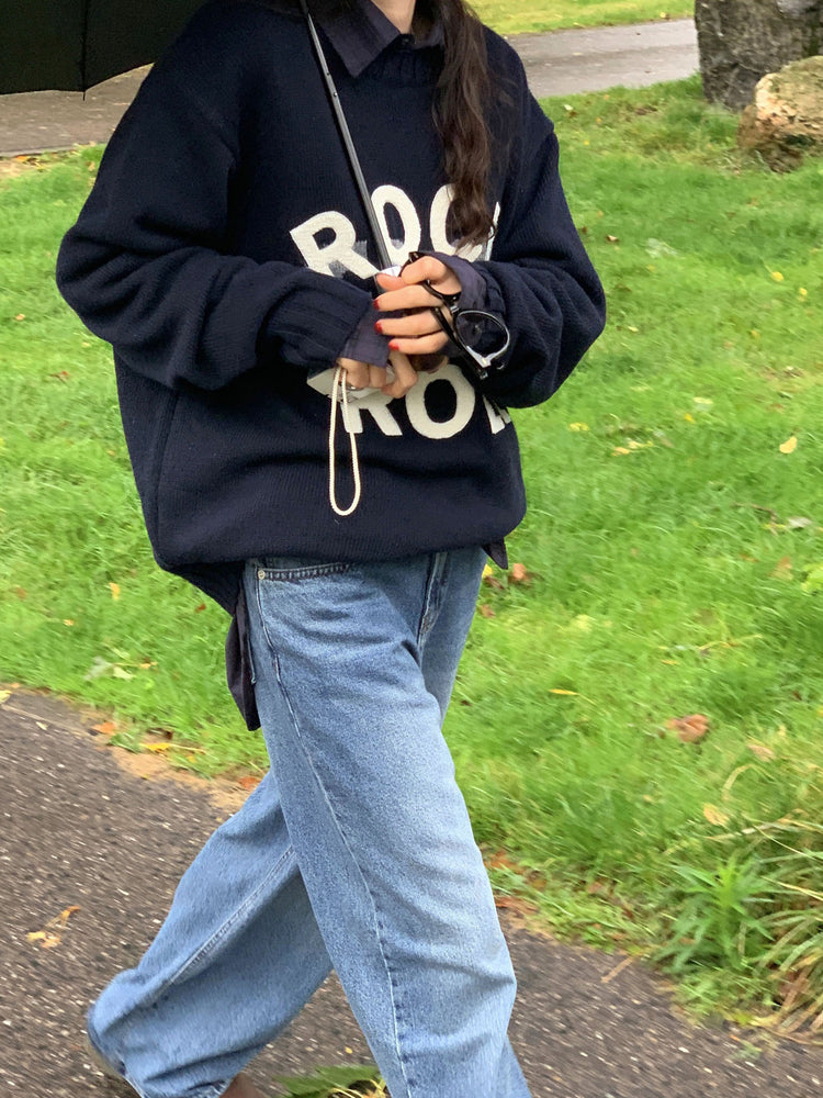 高質字母印花針織毛衣