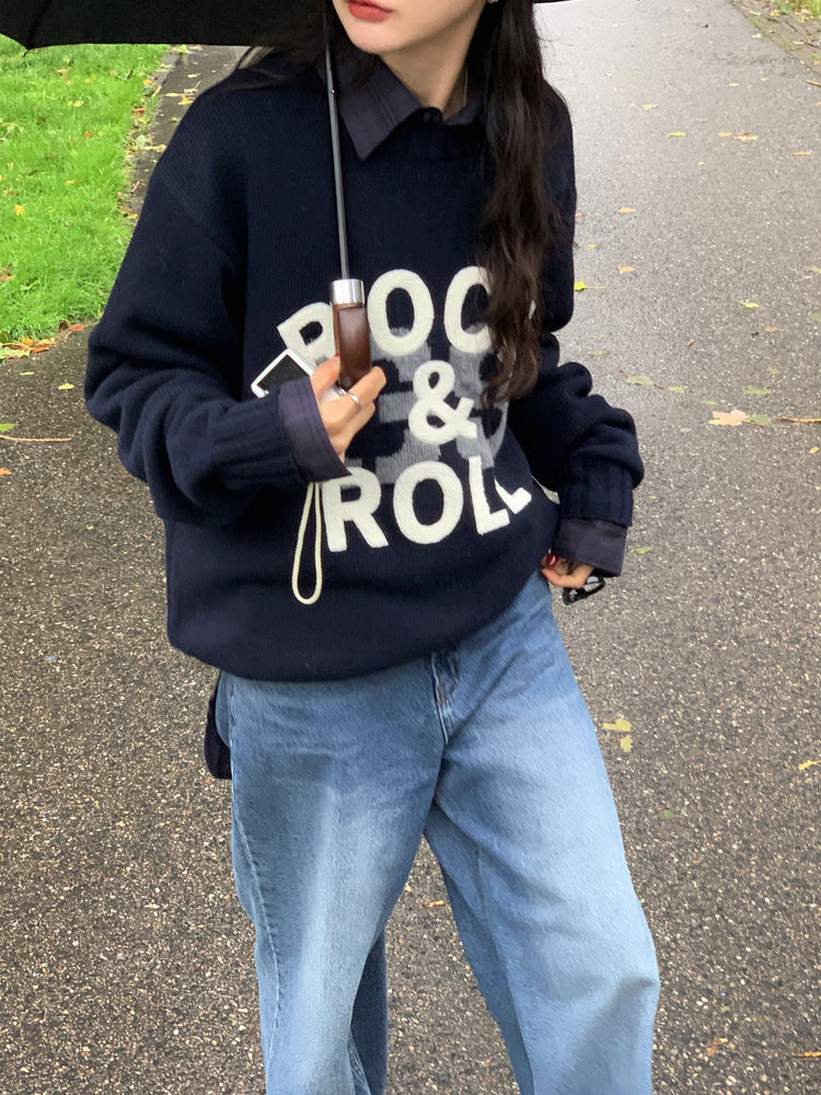 高質字母印花針織毛衣