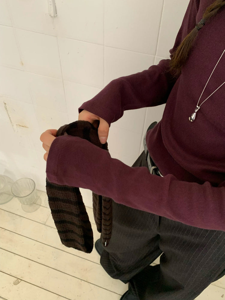 Fw ver.條紋側壓褶細節直褲