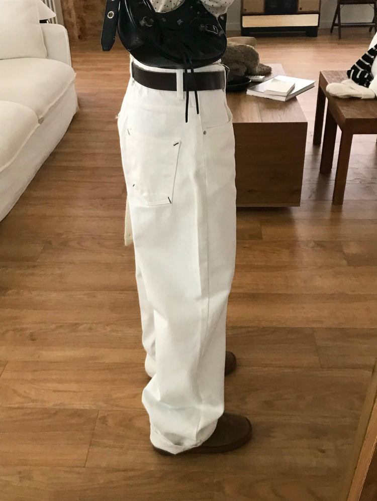 背口袋細節寬鬆直褲