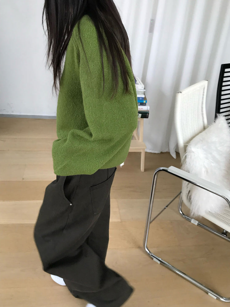 美色雙腰扣細節繭型褲