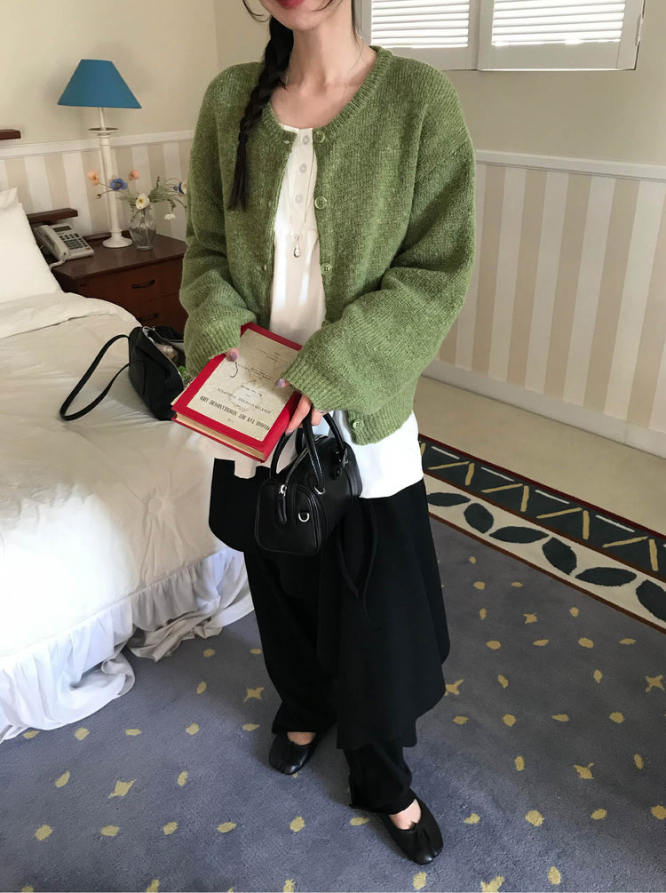 混色基礎排鈕針織外套