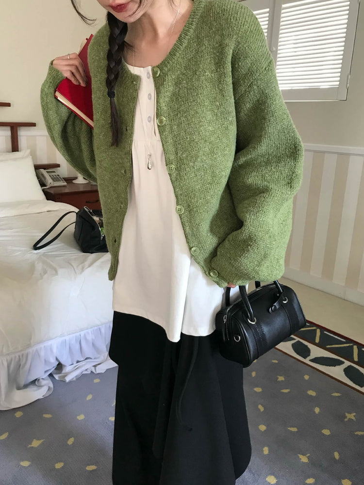 混色基礎排鈕針織外套