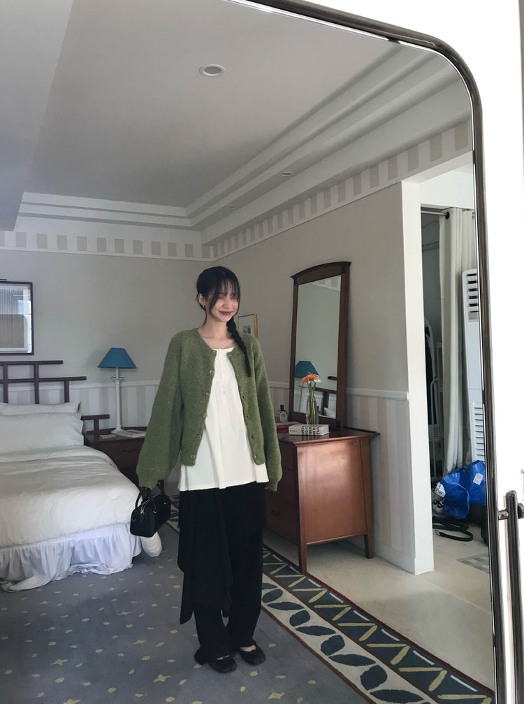 混色基礎排鈕針織外套