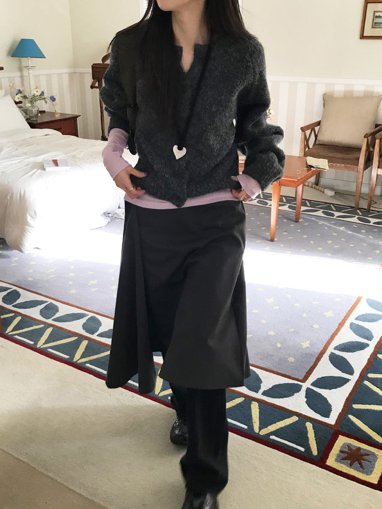 美色粗針排鈕針織外套