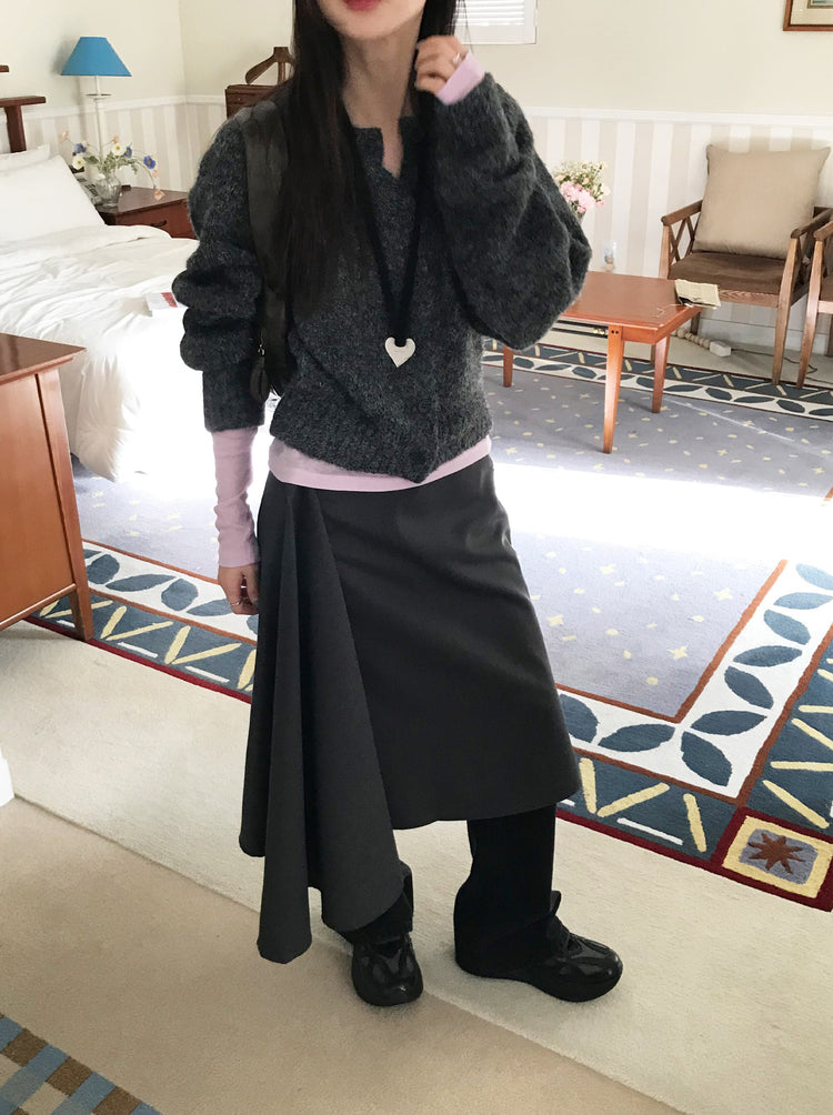 美色粗針排鈕針織外套