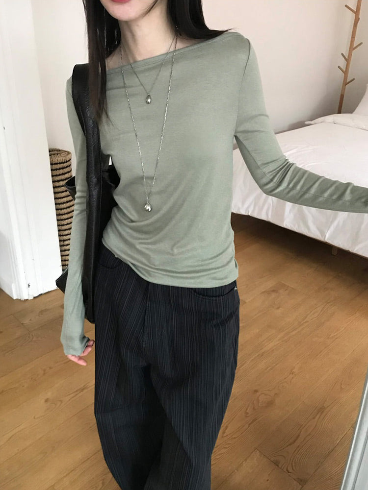 美色船領修身上衣