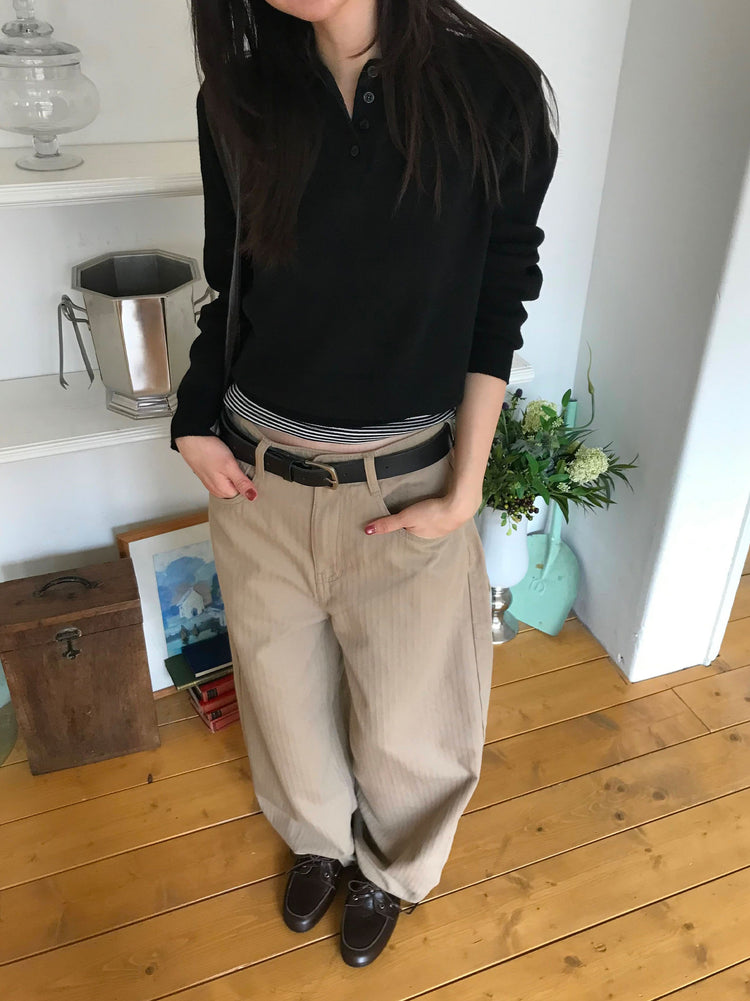 掛脖條紋修身上衣