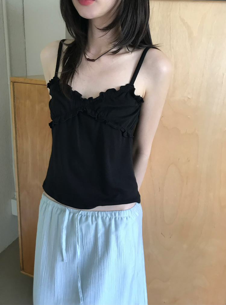 捲邊抓皺細節背心