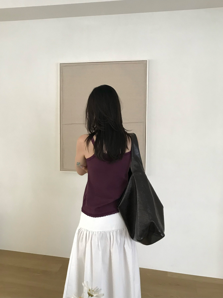 美色蕾絲邊細節背心