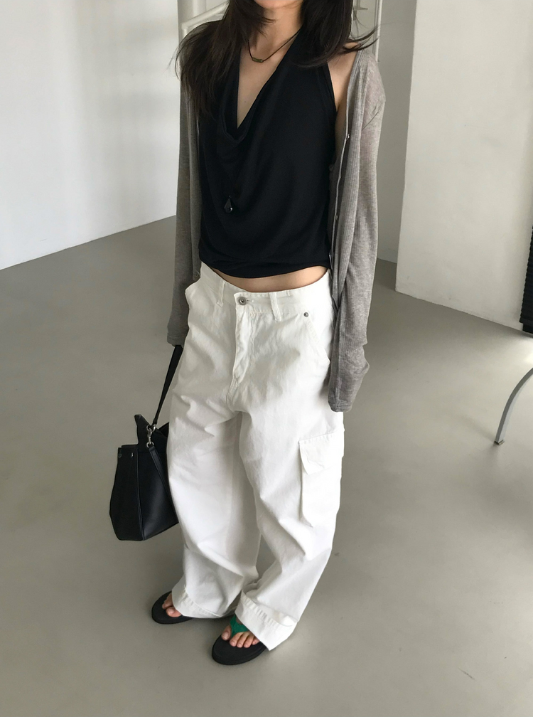 Unisex簡約口袋工裝褲