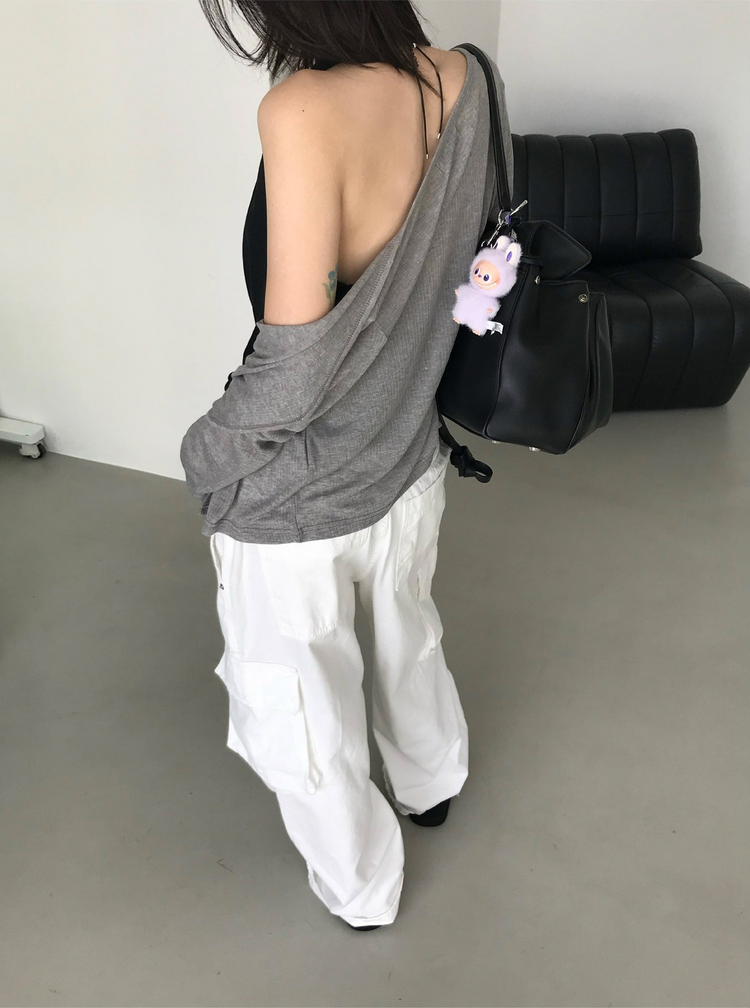 Unisex簡約口袋工裝褲
