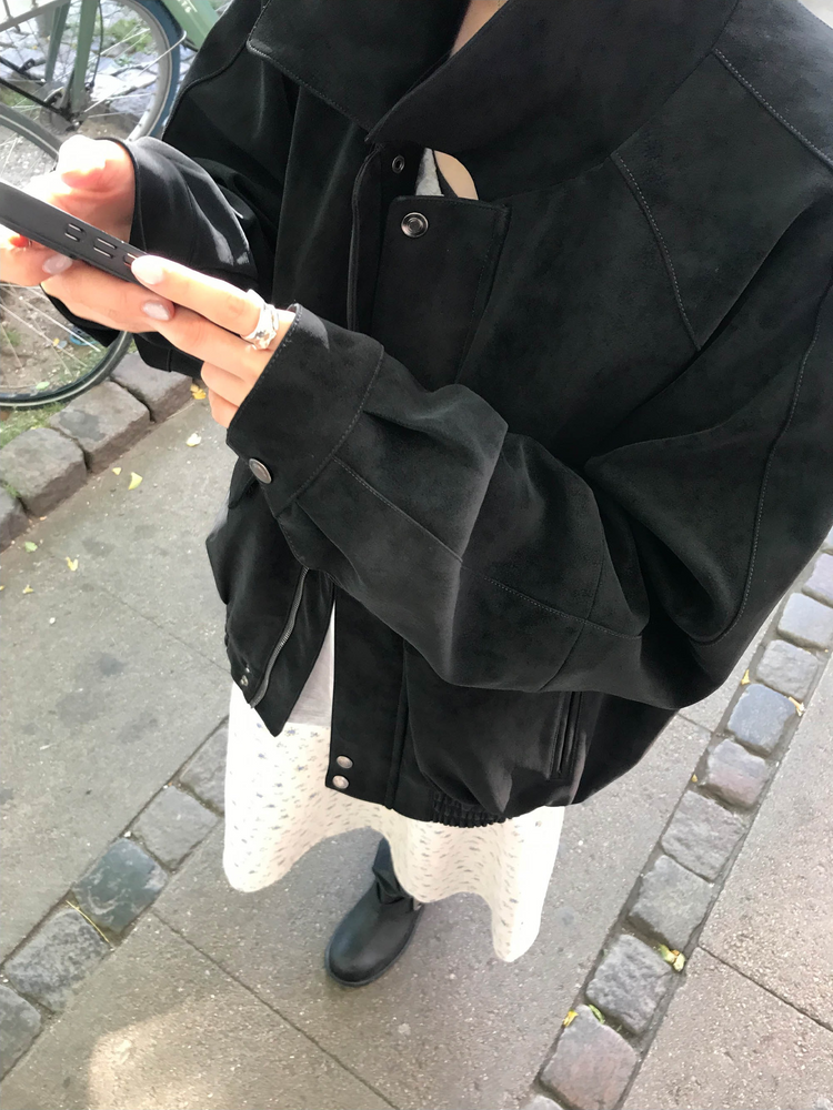 高級麂皮質感翻領外套
