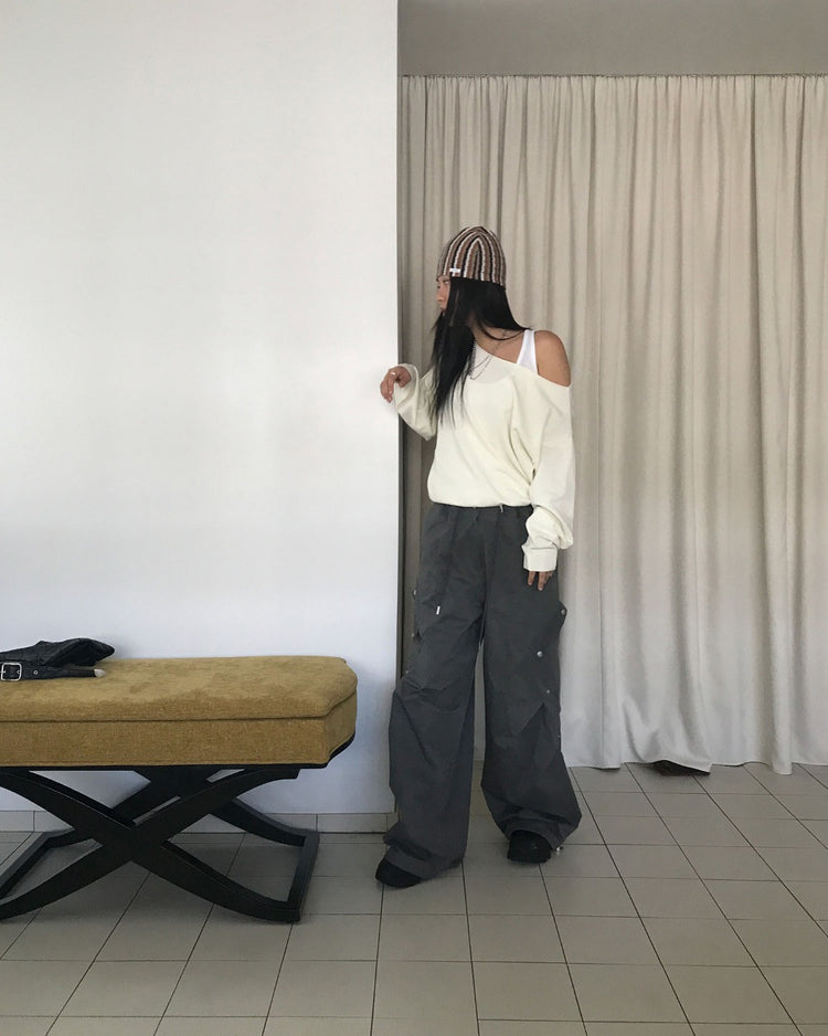 船領美肩細節針織上衣