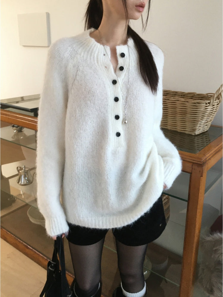 微立領美肩細節毛衣