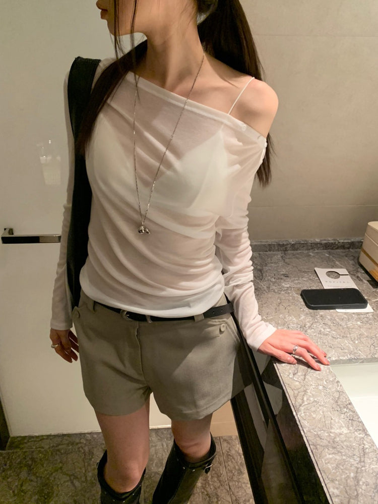 美肩堆堆細節修身上衣