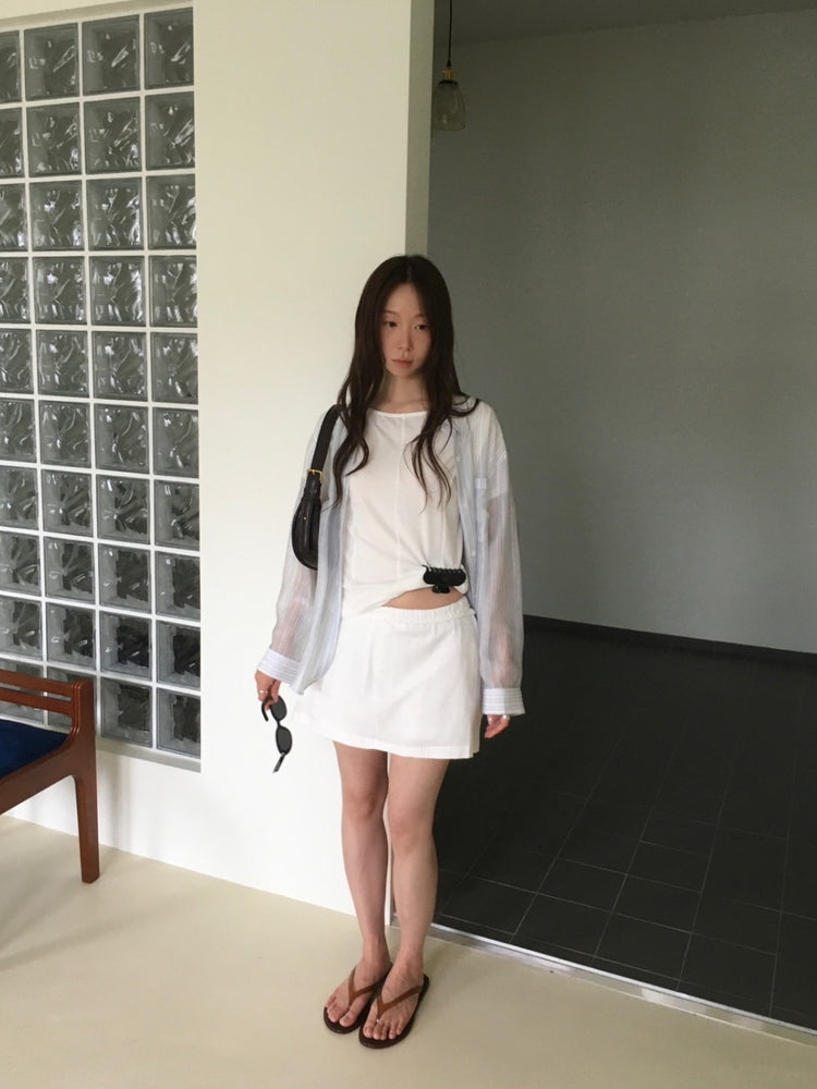 美色船領壓線細節上衣