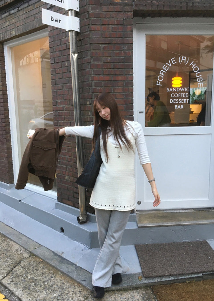 鐵扣細節縷空針織連身裙