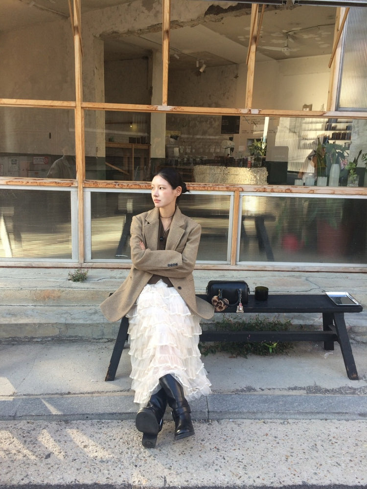 極美透紗蛋糕層次感及踝裙