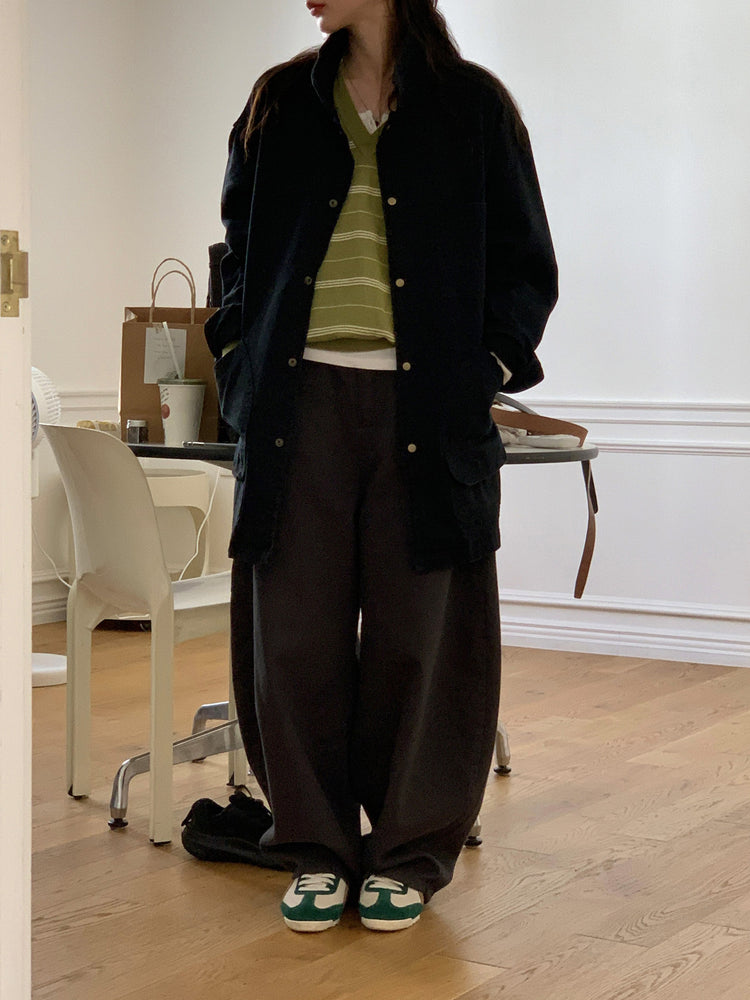 Unisex復古洗水細節寬鬆外套