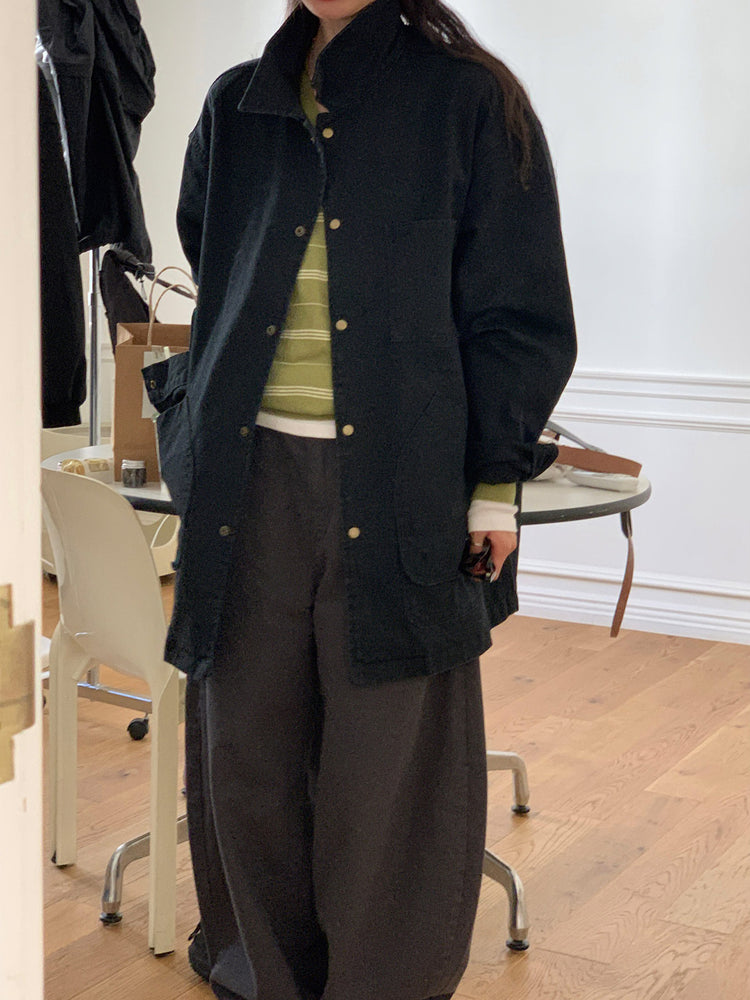 Unisex復古洗水細節寬鬆外套