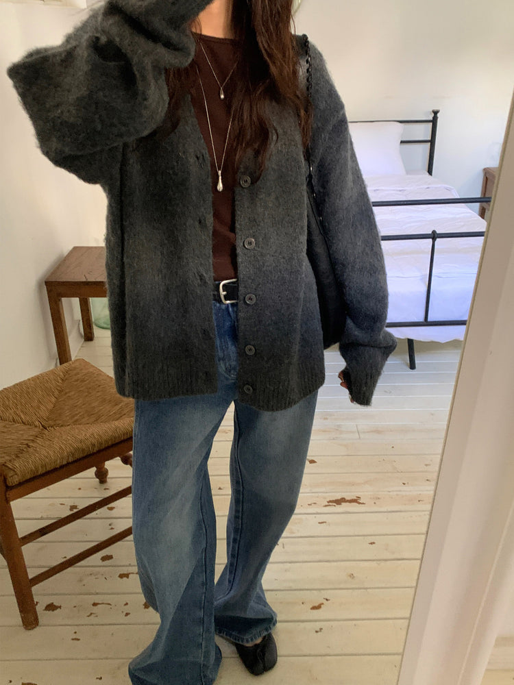 復古美刷色側前壓線細節牛仔褲