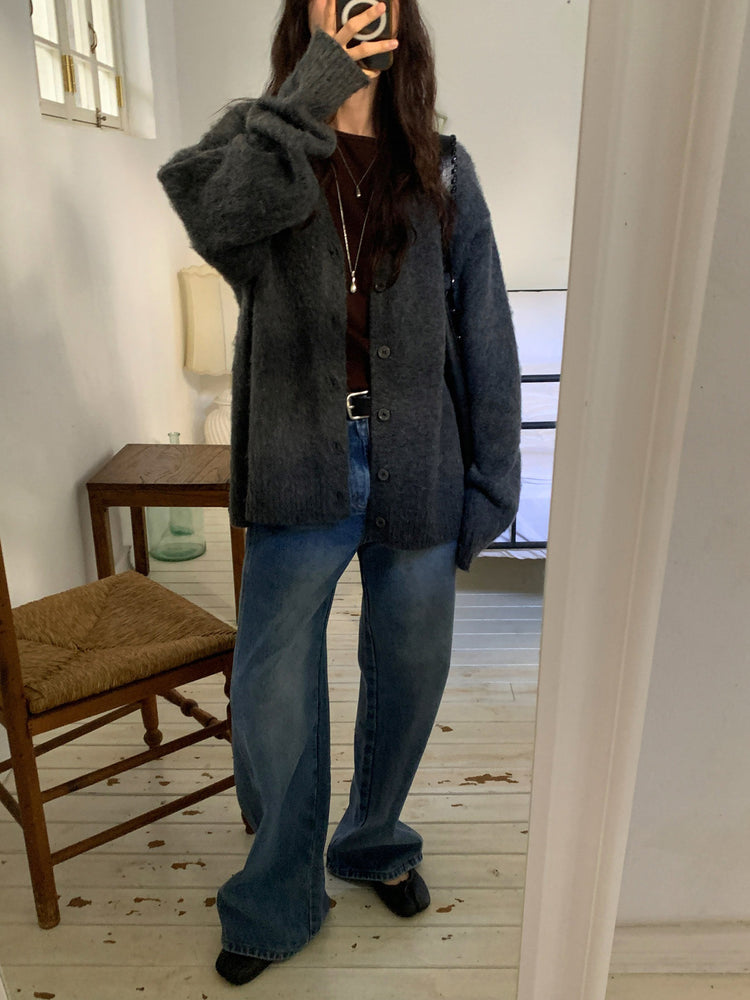 復古美刷色側前壓線細節牛仔褲